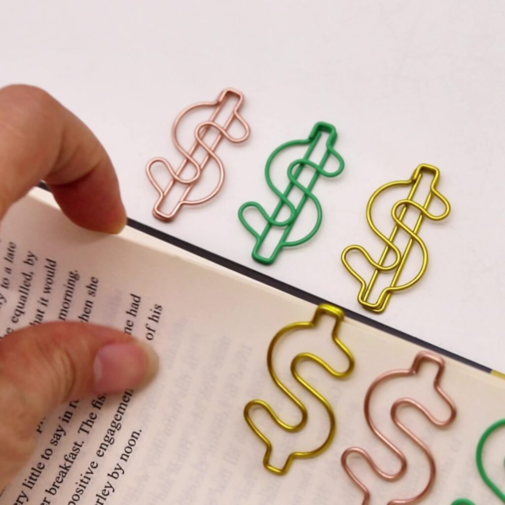 Dollar Shaped Metal Paperclips