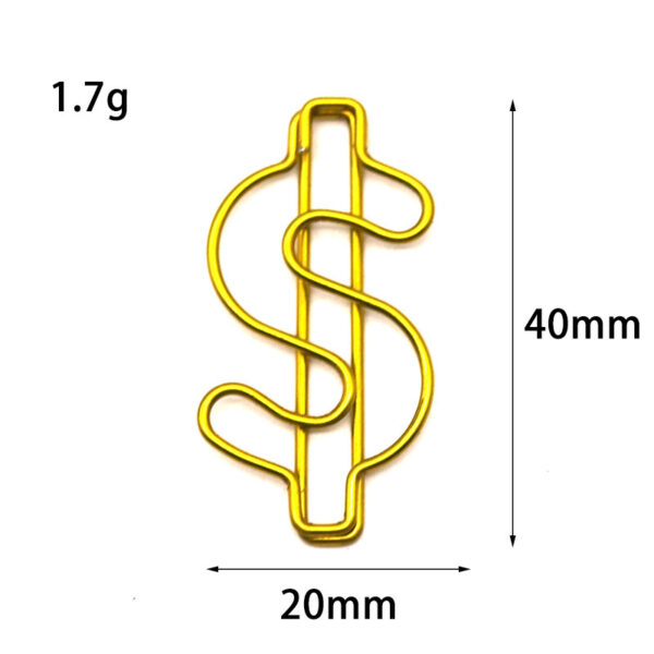 Dollar Shaped Metal Paperclips