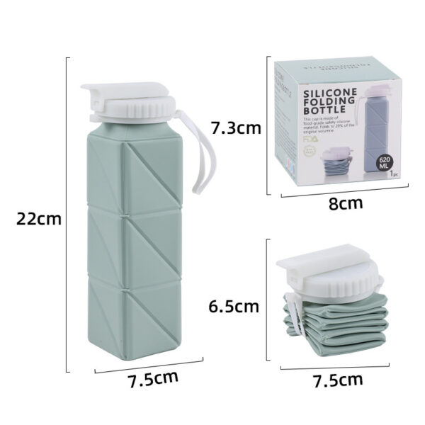 Square Silicone Folding Water Bottle 21OZ