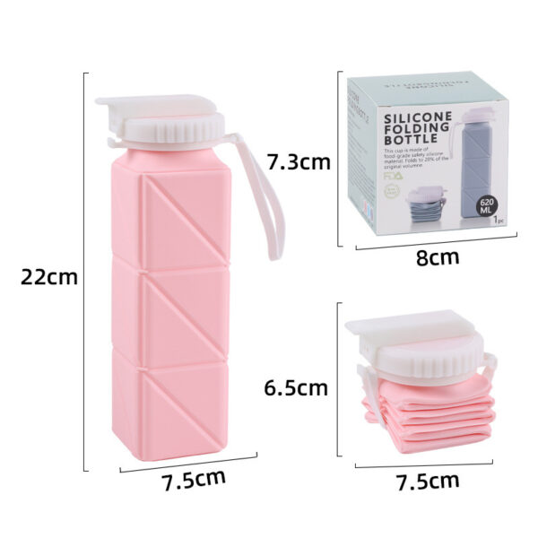 Square Silicone Folding Water Bottle 21OZ