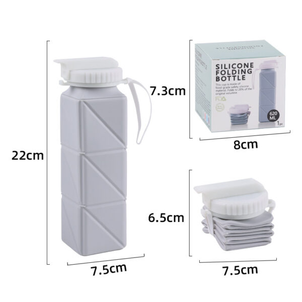 Square Silicone Folding Water Bottle 21OZ