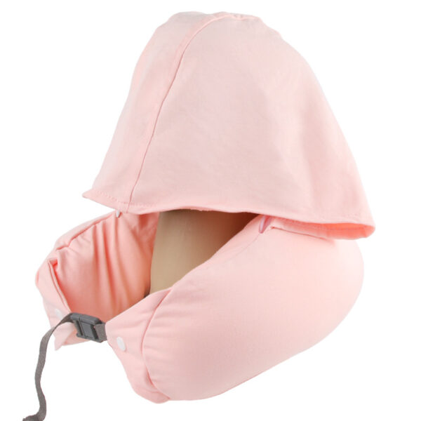 U Shaped Microbead Travel Pillow with Hood