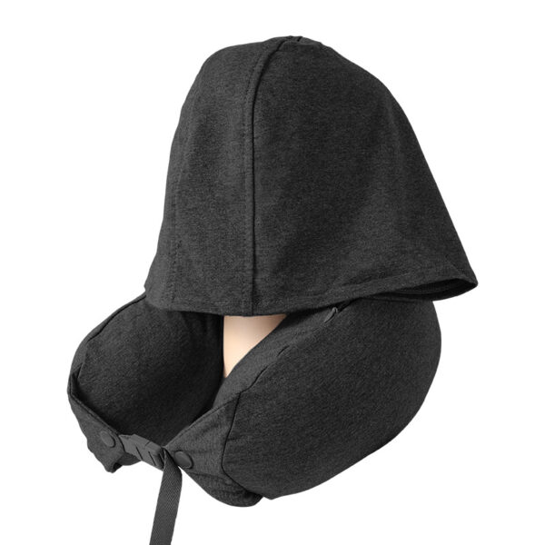 U Shaped Microbead Travel Pillow with Hood