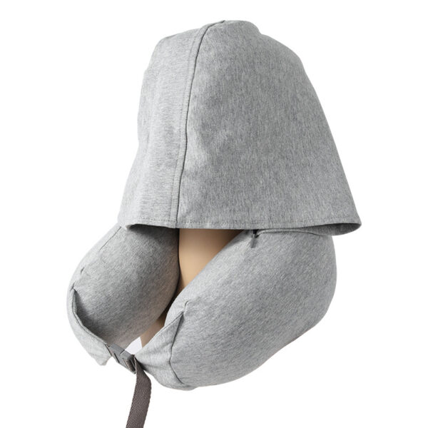 U Shaped Microbead Travel Pillow with Hood