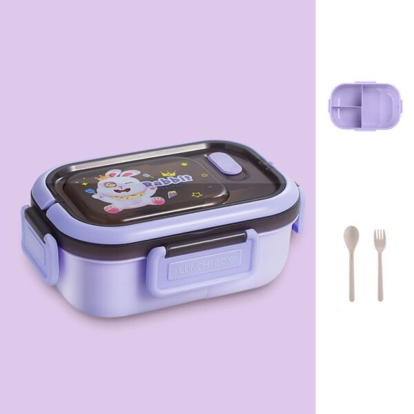 Simple Cartoon Compartments Microwaveable Lunch Box Children