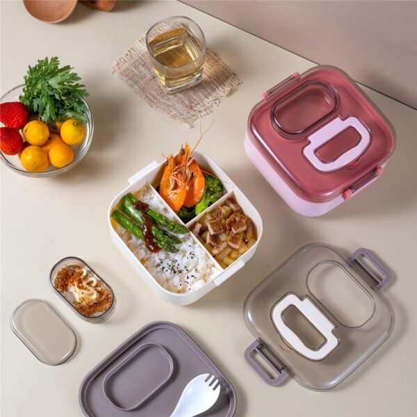 Custom Square Three Compartments Plastic Lunch Box