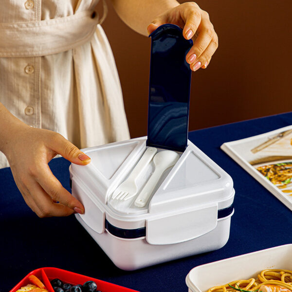 Simple Plastic Microwaveable Lunch Box withSalad Compartment