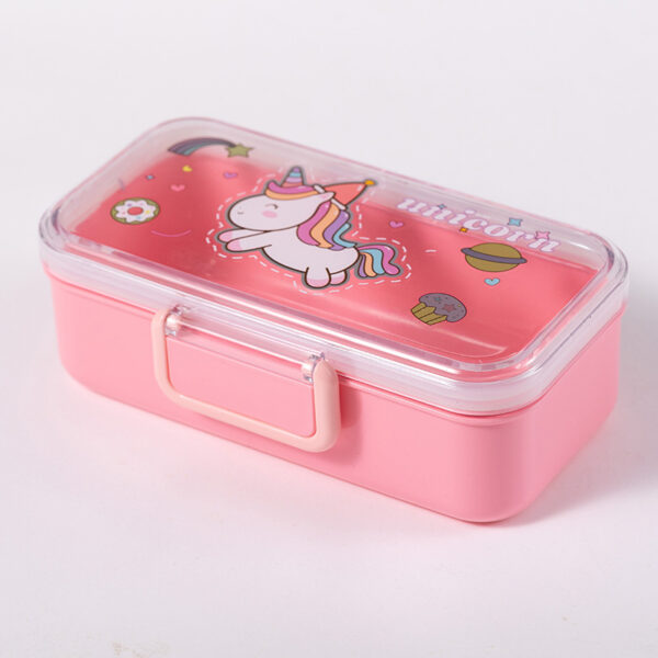 Simple Cartoon Microwaveable Compartments Plastic Lunch Box