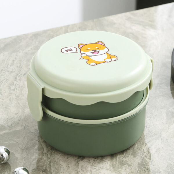 Custom Cartoon Double Layer Compartment Plastic Lunch Box