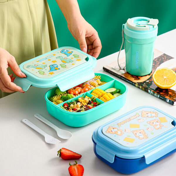 Custom Microwaveable Three Compartments Plastic Lunch Box