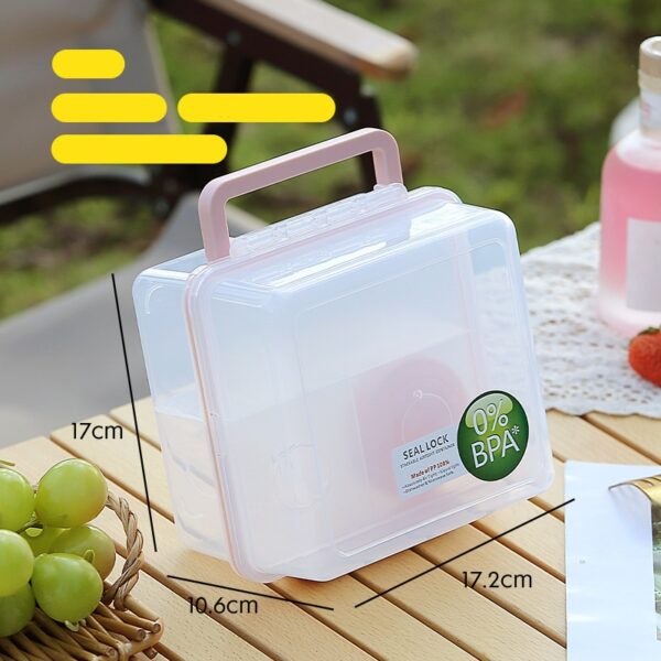 Transparent Portable Three Compartments Plastic Lunch Box