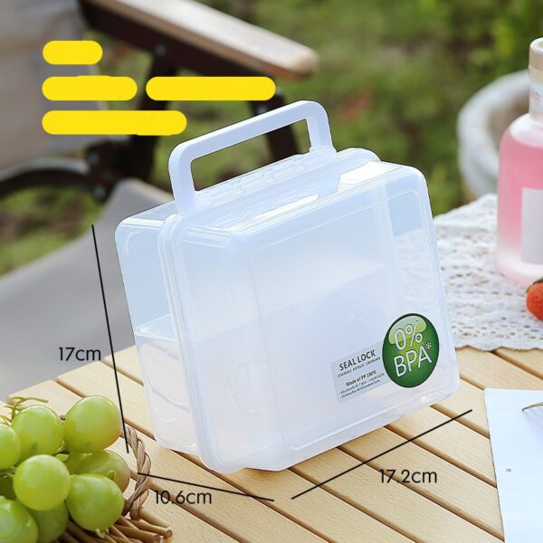 Transparent Portable Three Compartments Plastic Lunch Box