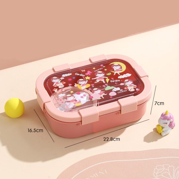 Cartoon Four Compartments Plastic Lunch Box - Image 2