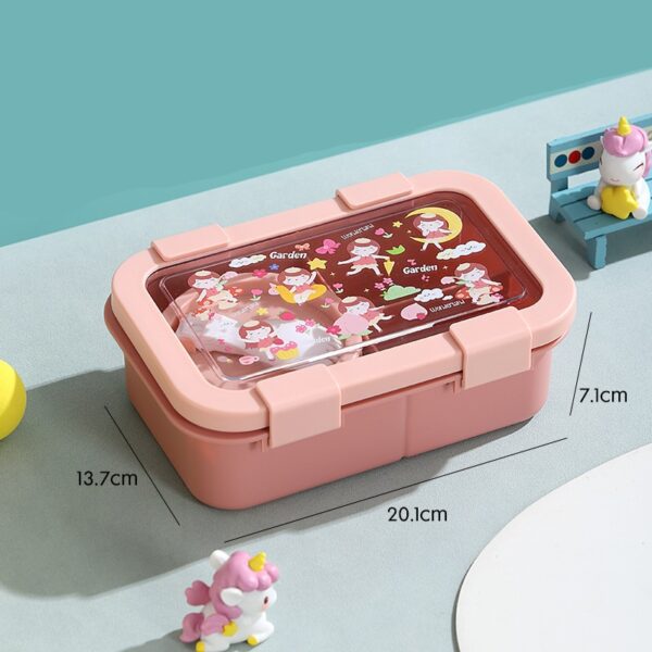 Plastic Cartoon Three Compartments Lunch Box