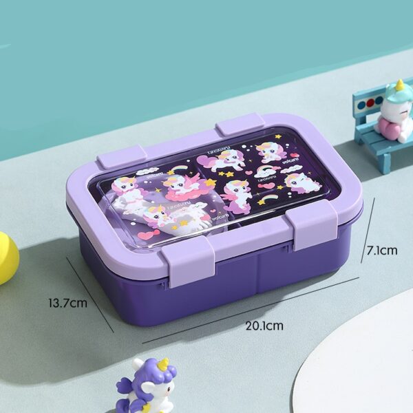 Plastic Cartoon Three Compartments Lunch Box