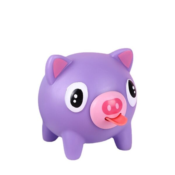 Purple Pig Squeeze Tongue Toy