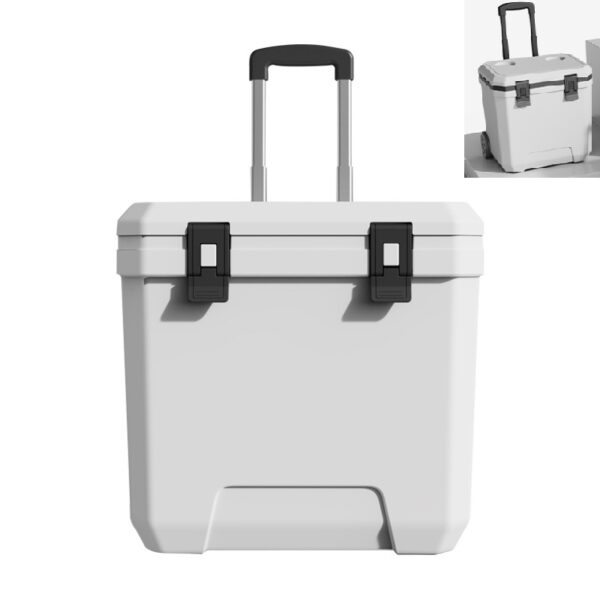 Outdoor Camping Insulated Cooler with Wheels and Telescoping Handle 24L