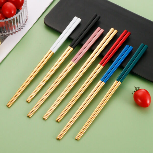 Metal Non-slip Gold-plated Chopsticks - Image 2