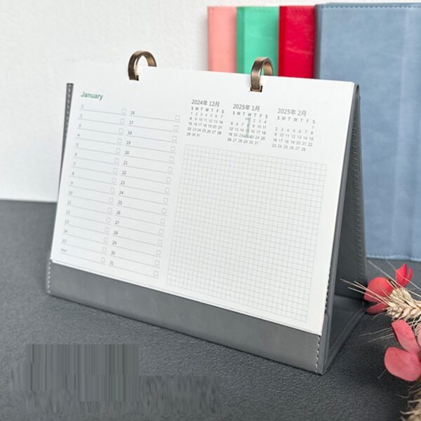 Business Leather Wallet Folding Calendar - Image 3