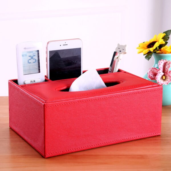 Leather Rectangular Multifunctional Tissue Box Pen Holder - Image 4