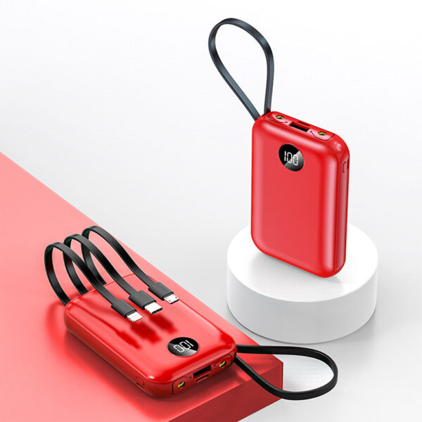 Custom Mini Power Bank 5000mAh with Built-In Charging Cables - Image 3