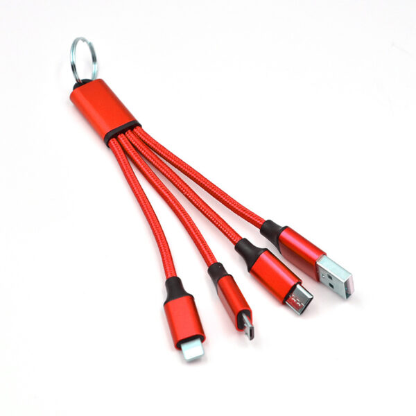 Custom Logo 3in1 Fast Charging Cable with Keychain