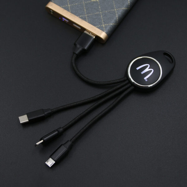 Charging Cable 3in1 With Custom LED Luminous Lighting Logo - Image 3