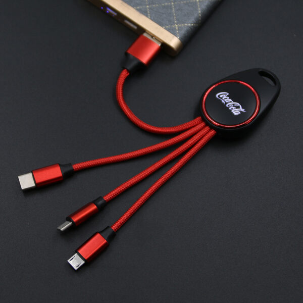 Charging Cable 3in1 With Custom LED Luminous Lighting Logo - Image 5