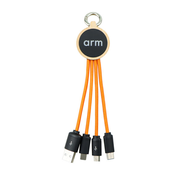 Bamboo Charging Cable 3in1 With Custom LED Luminous Lighting Logo - Image 3