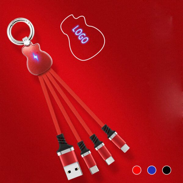 Guitar Charging Cable Custom LED Luminous Logo with Keychain - Image 2